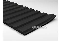 Gummiboden S 4, 6mm, Breite 1200mm, 80°ShA, NR-SBR, gerillte Ausführung, -25°C/+80°C, schwarz, 